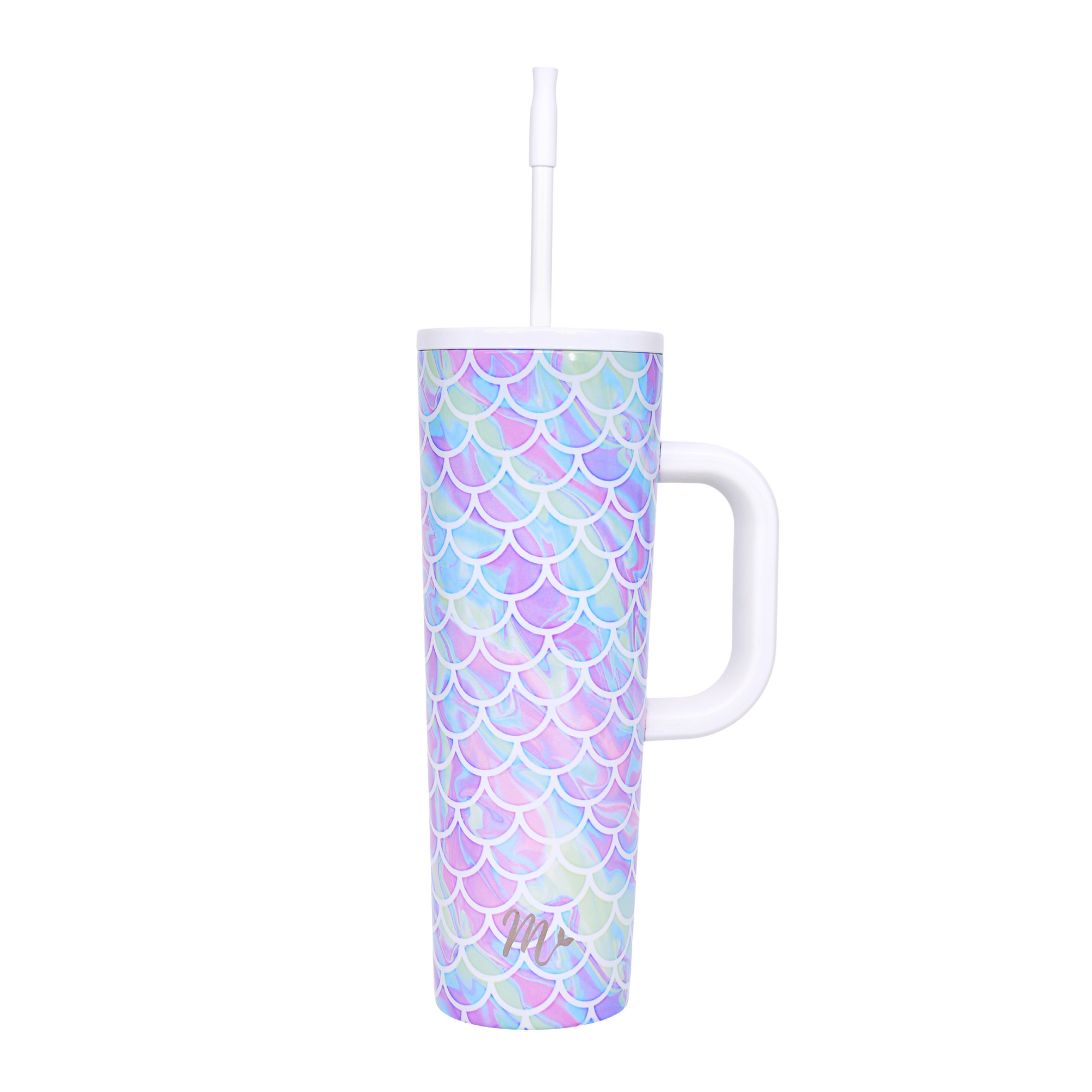 pastel tumbler, mermaid tumbler, tumbler with handle, trendy 30oz cup, leakproof tumbler, cute trendy cup, travel mug, straw included, keeps drinks cold, aesthetic cup