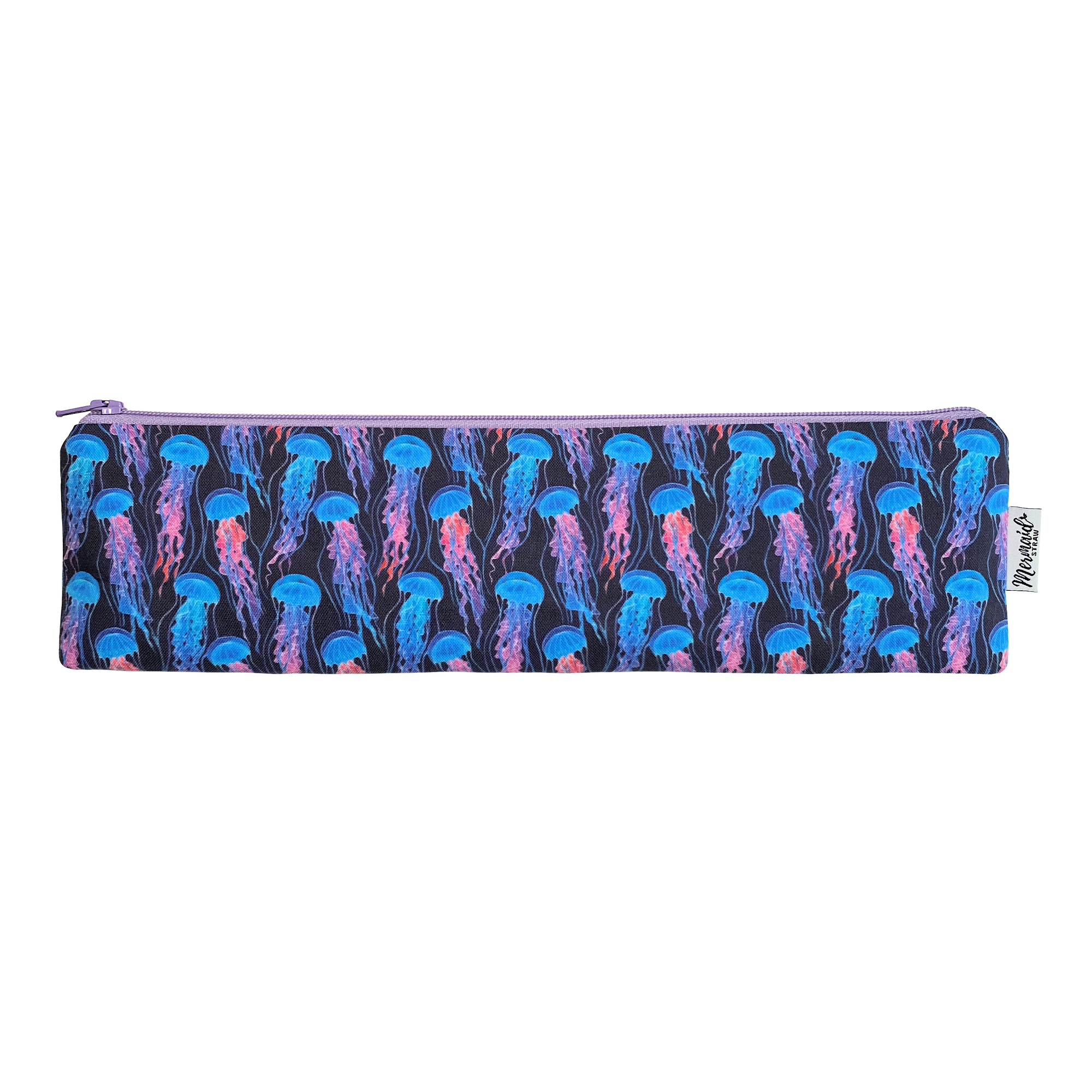 Handmade, jellyfish zipper pouch; Mermaid Straw