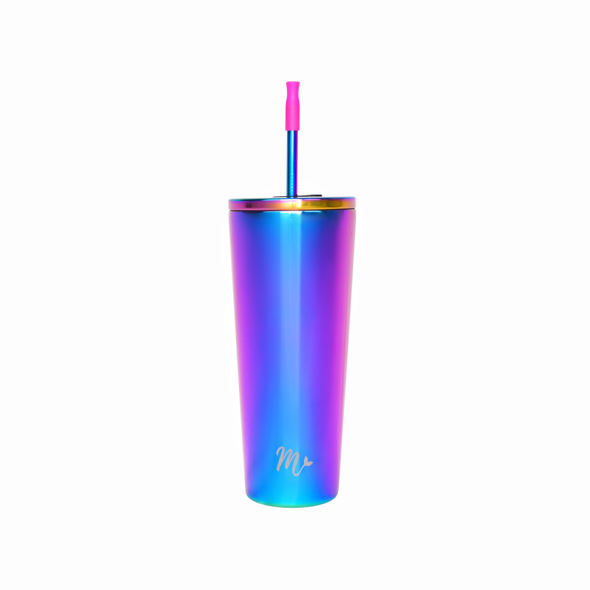 chrome tumbler, iridescent tumbler, leakproof tumbler, cute trendy cup, travel mug, straw included, keeps drinks cold